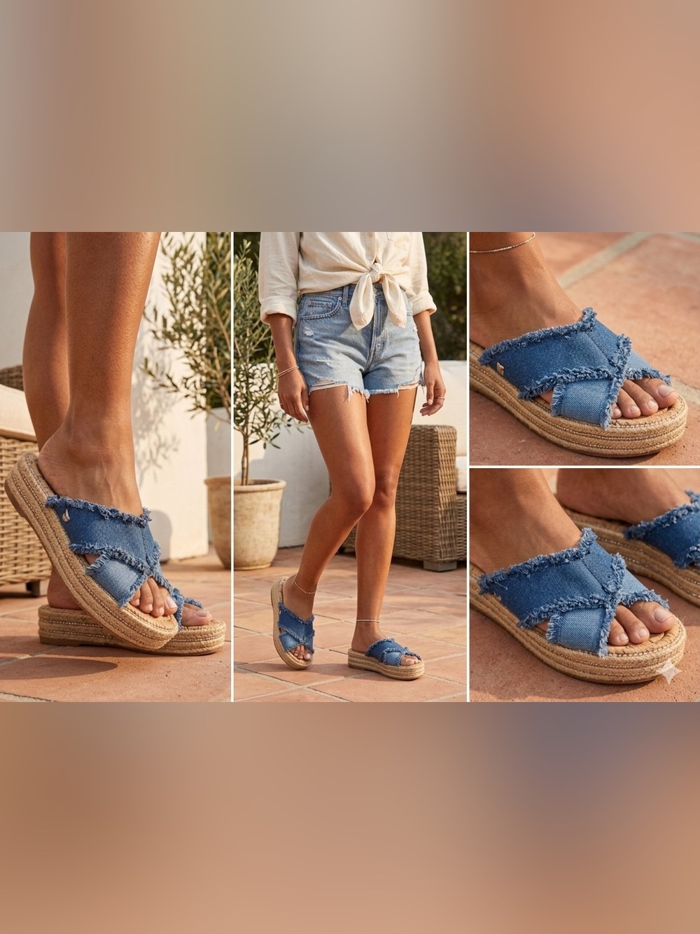 Sam Edelman ASHLYNN Denim Espadrille Platform Sandals
